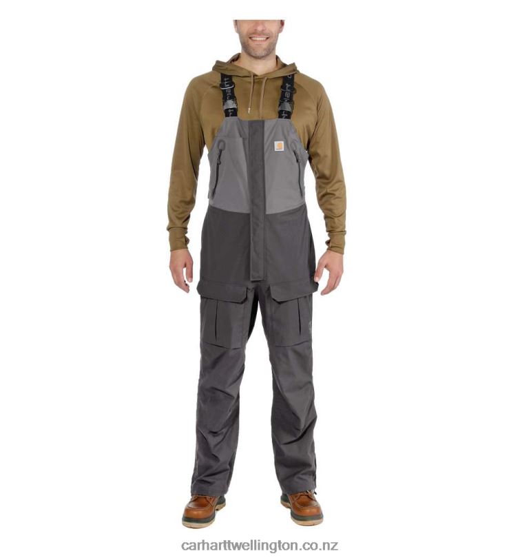 Men Angler Bib Carhartt R6J0P78 Gravel/Shadow