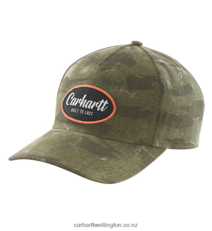 Men Canvas Built To Last Camo Patch Cap Carhartt R6J0P91 Basil Blind Fatique Camo
