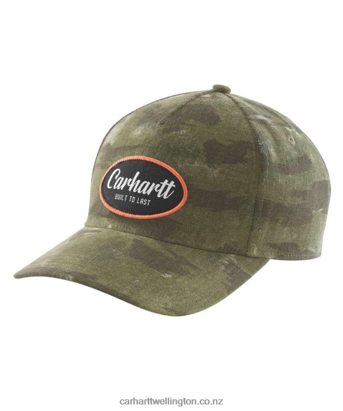 Men Canvas Built To Last Camo Patch Cap Carhartt R6J0P91 Basil Blind Fatique Camo