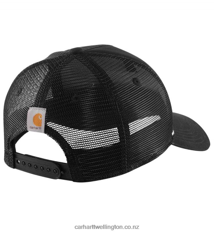 Men Canvas Mesh-Back Crafted Patch Cap Carhartt R6J0P90 Black