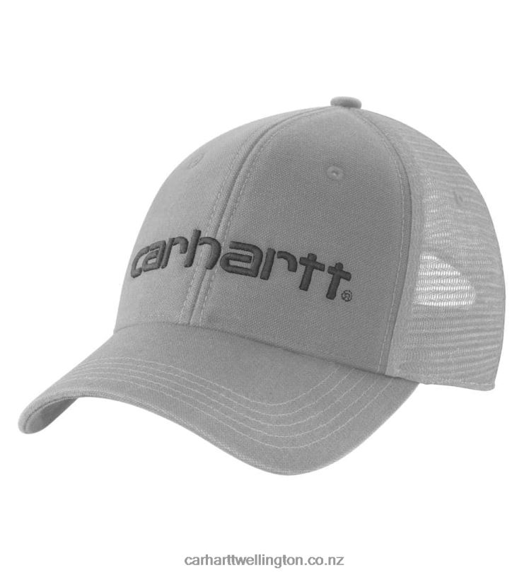 Men Canvas Mesh-Back Logo Graphic Cap Carhartt R6J0P88 Asphalt Black