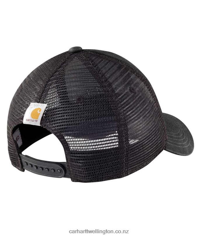 Men Canvas Mesh-Back Logo Graphic Cap Carhartt R6J0P88 Asphalt Black