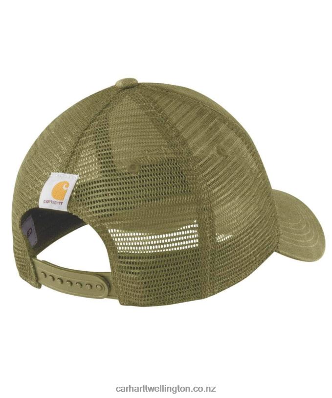 Men Canvas Mesh-Back Logo Graphic Cap Carhartt R6J0P88 Asphalt Black