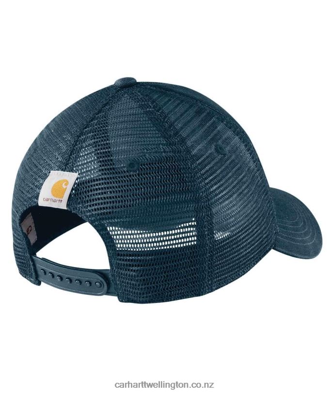 Men Canvas Mesh-Back Logo Graphic Cap Carhartt R6J0P88 Asphalt Black