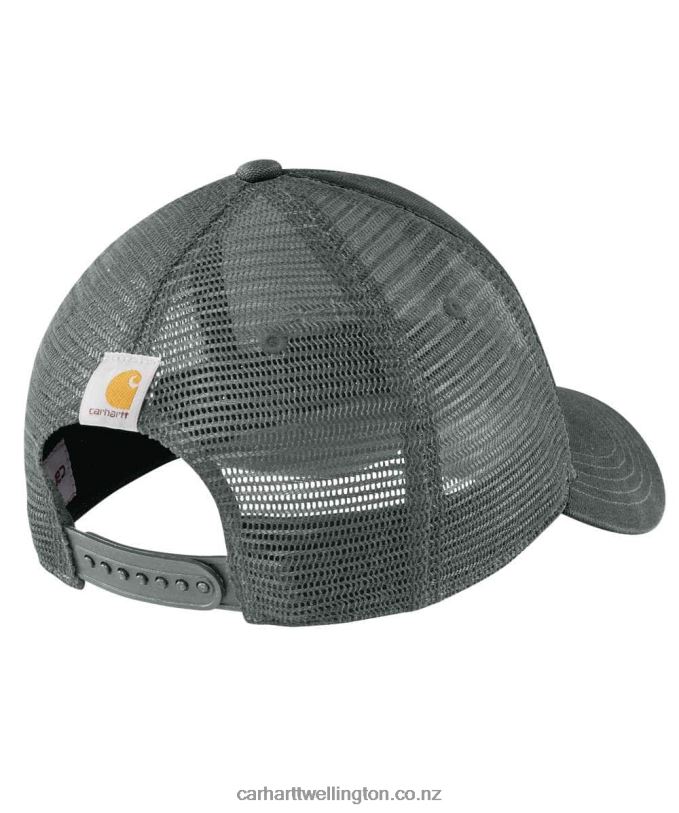 Men Canvas Mesh-Back Logo Graphic Cap Carhartt R6J0P88 Asphalt Black