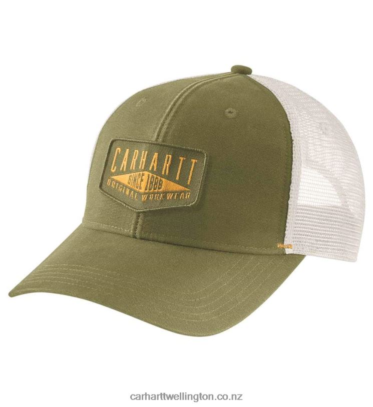 Men Canvas Workwear Patch Cap Carhartt R6J0P92 True Olive