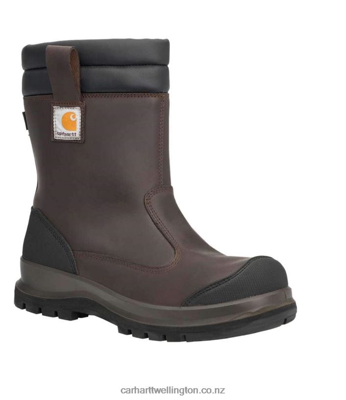 Men Carter Rugged Flex Waterproof S3 Pull On Safety Boot Carhartt R6J0P155 Dark Brown