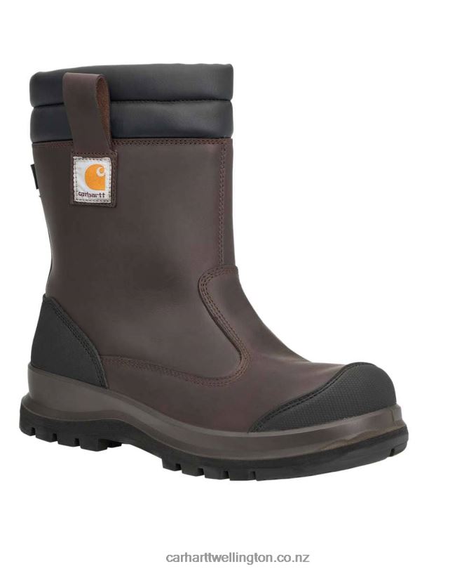 Men Carter Rugged Flex Waterproof S3 Pull On Safety Boot Carhartt R6J0P155 Dark Brown