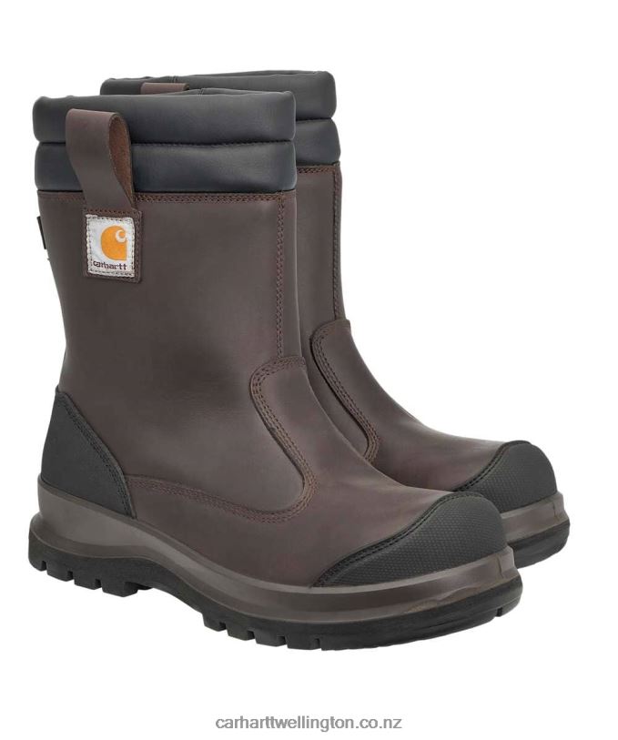 Men Carter Rugged Flex Waterproof S3 Pull On Safety Boot Carhartt R6J0P155 Dark Brown