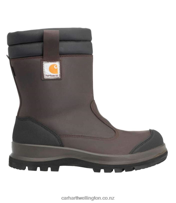 Men Carter Rugged Flex Waterproof S3 Pull On Safety Boot Carhartt R6J0P155 Dark Brown