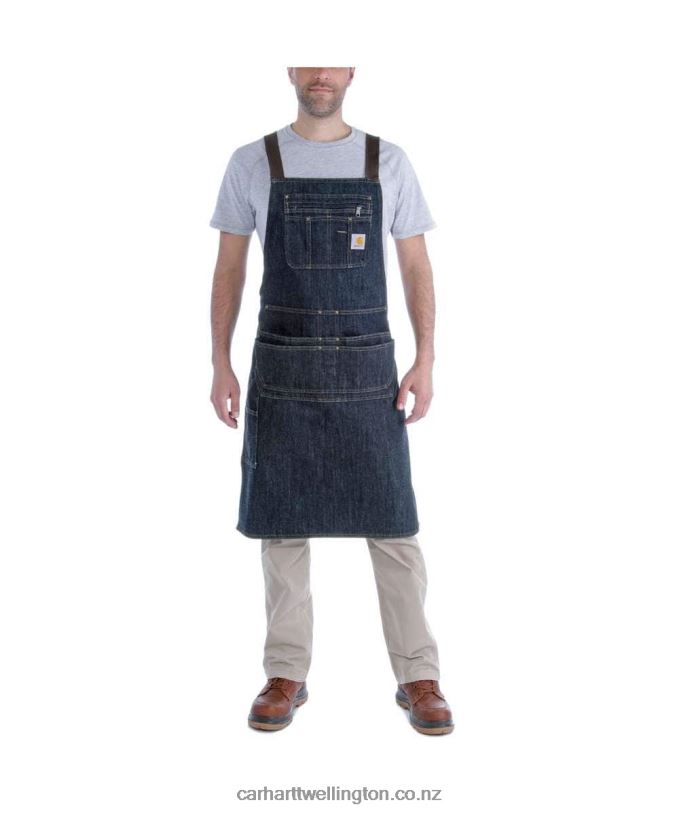 Men Denim Apron Carhartt R6J0P153 Dark Blue Ridge