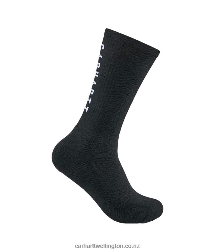 Men Force Midweight Logo Crew Sock 3 Pairs Carhartt R6J0P176 Black