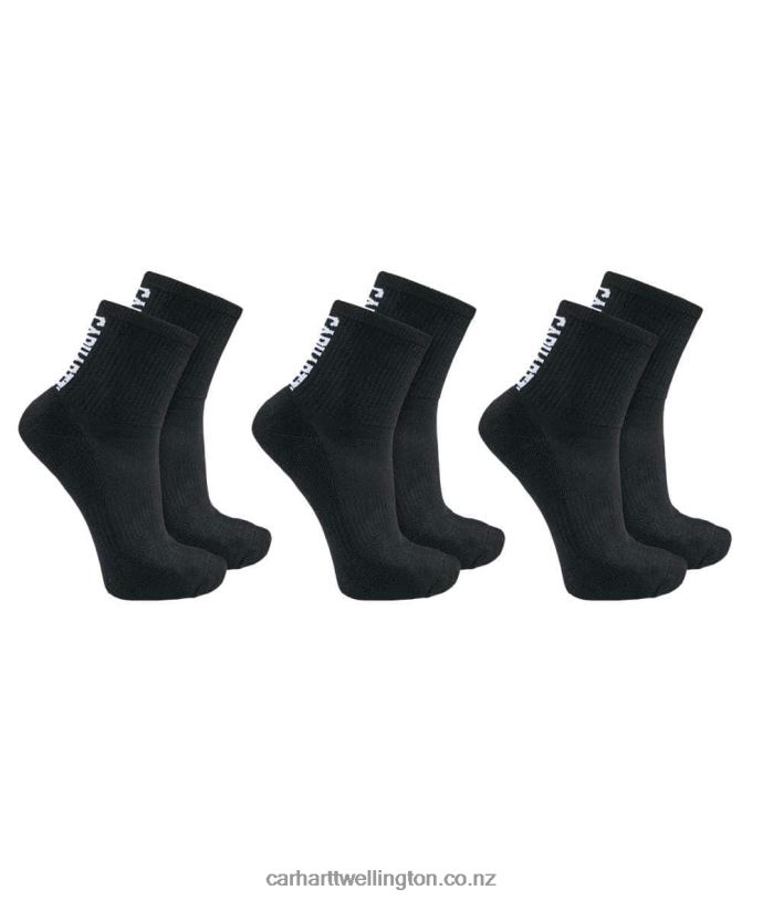 Men Force Midweight Logo Short Crew Sock 3 Pairs Carhartt R6J0P179 Black