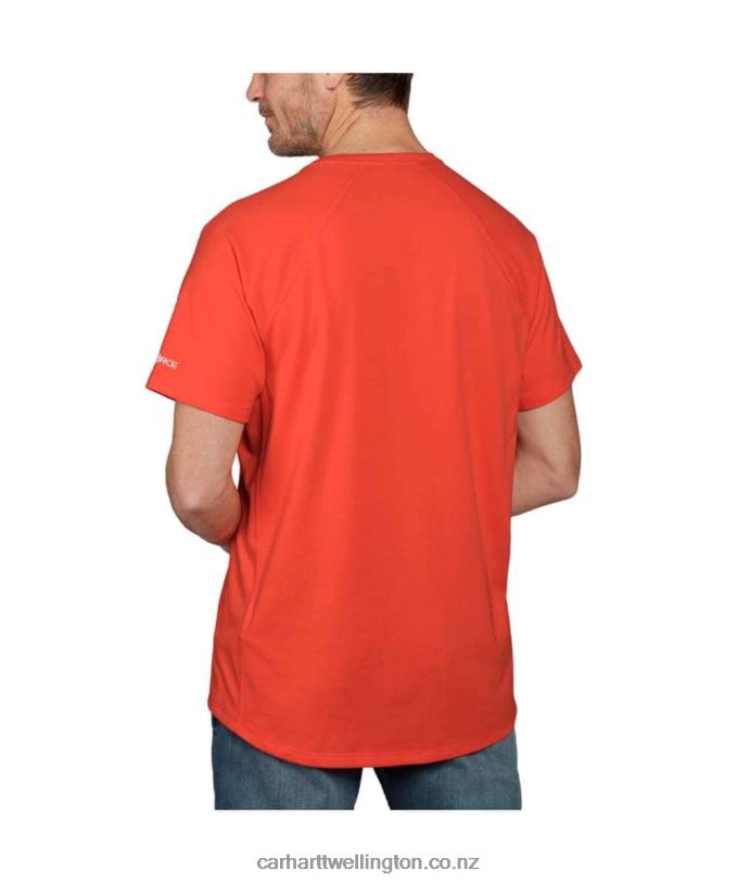 Men Force Relaxed Fit Midweight Short-Sleeve Block Logo Graphic T-Shirt Carhartt R6J0P133 Azure Blue