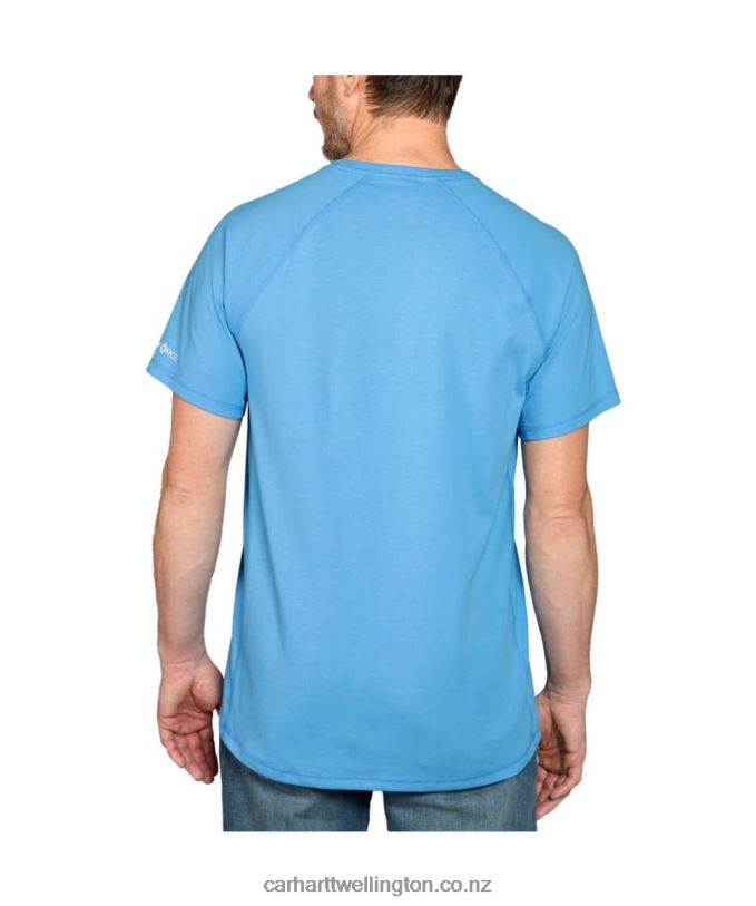 Men Force Relaxed Fit Midweight Short-Sleeve Block Logo Graphic T-Shirt Carhartt R6J0P133 Azure Blue