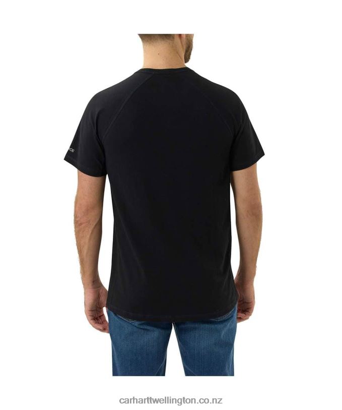 Men Force Relaxed Fit Midweight Short-Sleeve Block Logo Graphic T-Shirt Carhartt R6J0P133 Azure Blue