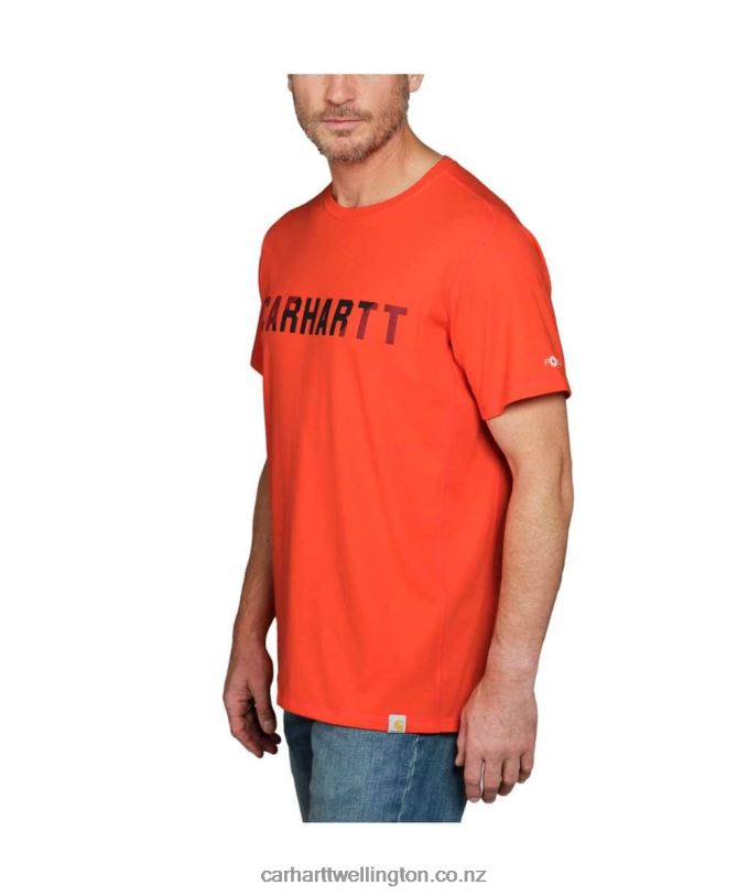 Men Force Relaxed Fit Midweight Short-Sleeve Block Logo Graphic T-Shirt Carhartt R6J0P133 Azure Blue