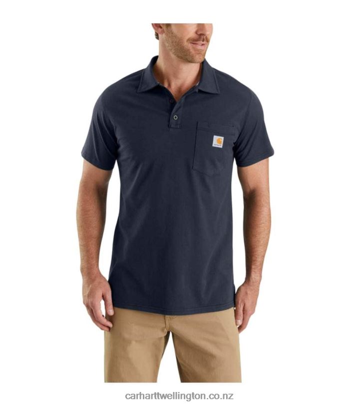 Men Force Relaxed Fit Midweight Short-Sleeve Pocket Polo Carhartt R6J0P131 Black
