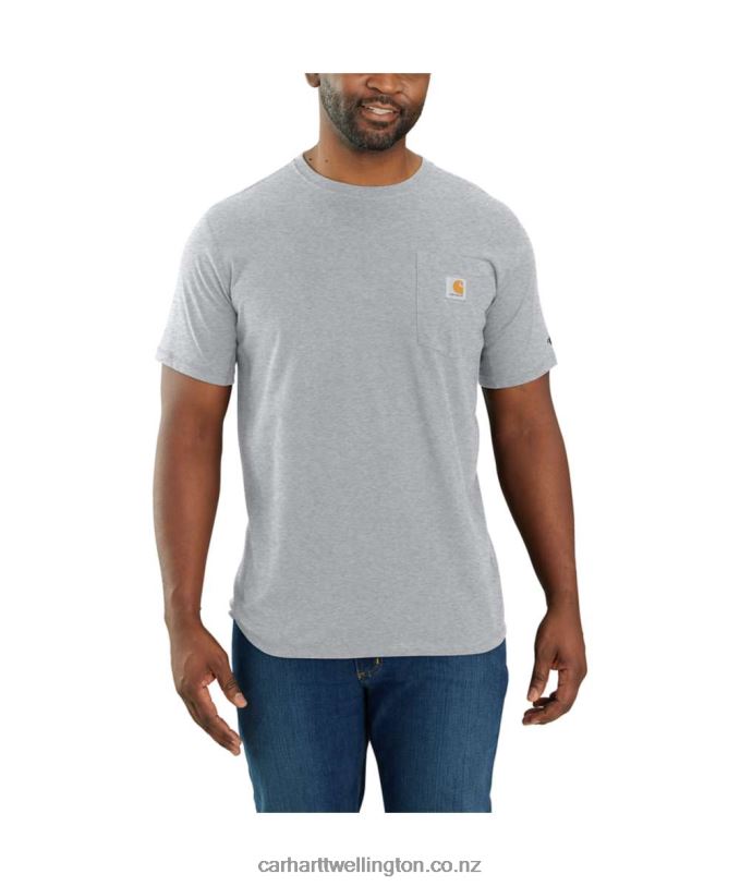 Men Force Relaxed Fit Midweight Short-Sleeve Pocket T-Shirt Carhartt R6J0P125 Basil Heather