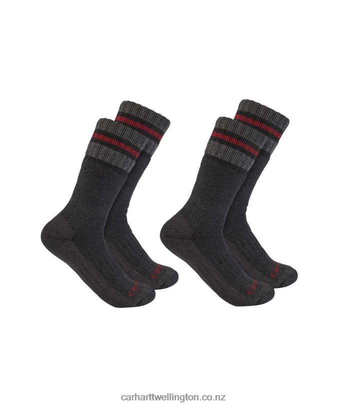 Men Heavyweight Synthetic-Wool Blend Boot Sock 2 Pairs Carhartt R6J0P173 Black