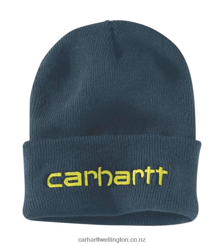 Men Knit Insulated Logo Graphic Cuffed Beanie Carhartt R6J0P99 Black