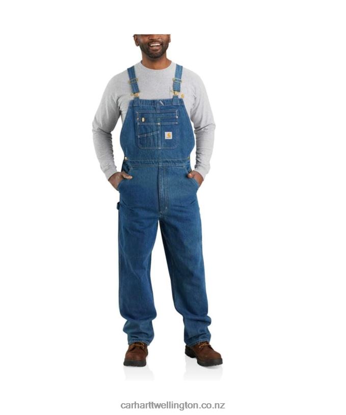 Men Loose Fit Denim Bib Overall Carhartt R6J0P73 Darkstone