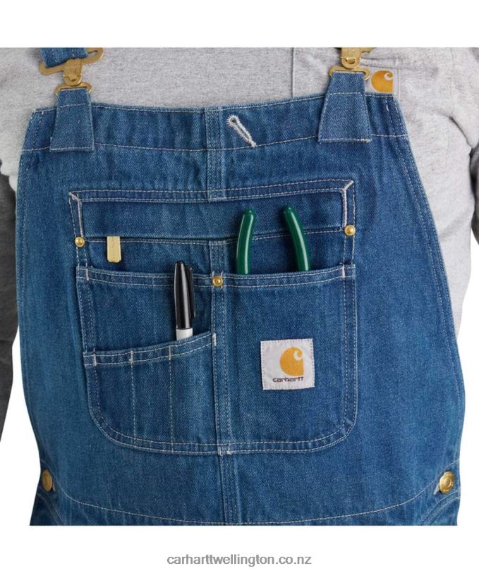 Men Loose Fit Denim Bib Overall Carhartt R6J0P73 Darkstone