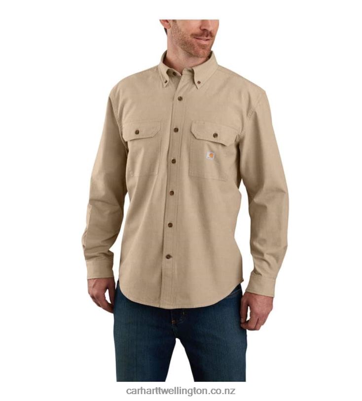 Men Loose Fit Midweight Chambray Long-Sleeve Shirt Carhartt R6J0P108 Black Chambray