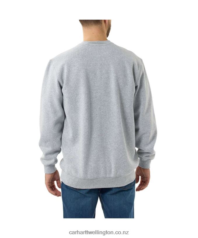 Men Loose Fit Midweight Crewneck Block Logo Graphic Sweatshirt Carhartt R6J0P45 Heather Grey