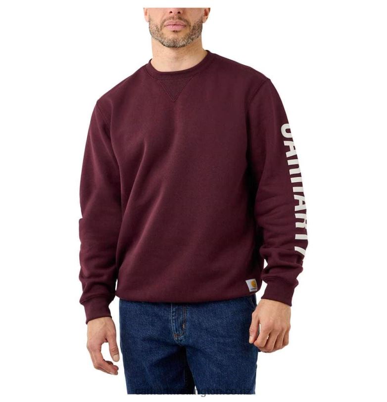 Men Loose Fit Midweight Crewneck Logo Sleeve Graphic Sweatshirt Carhartt R6J0P41 Carbon Heather
