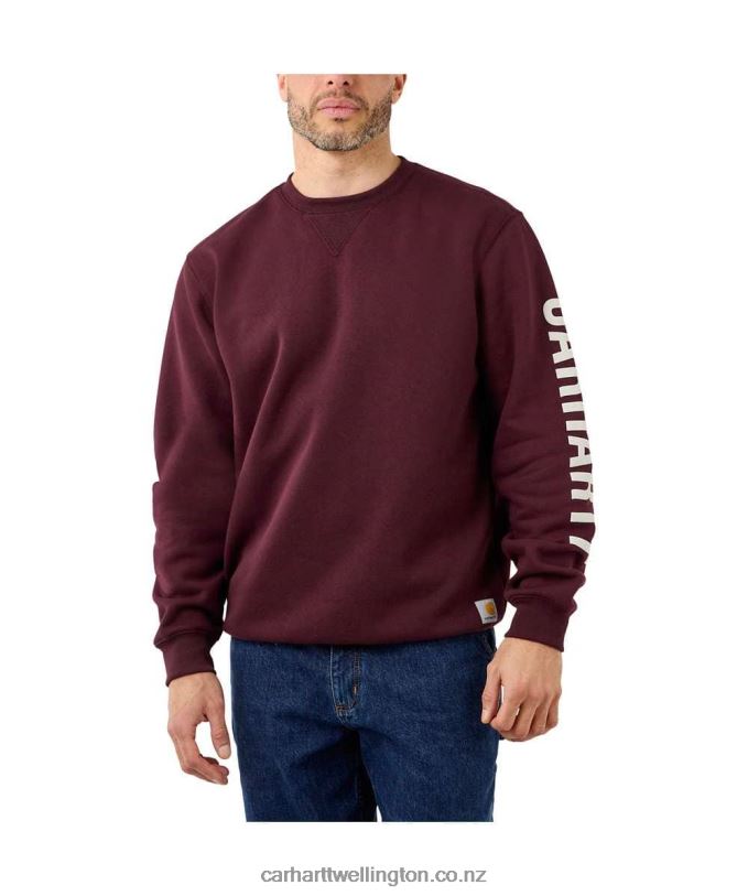 Men Loose Fit Midweight Crewneck Logo Sleeve Graphic Sweatshirt Carhartt R6J0P41 Carbon Heather
