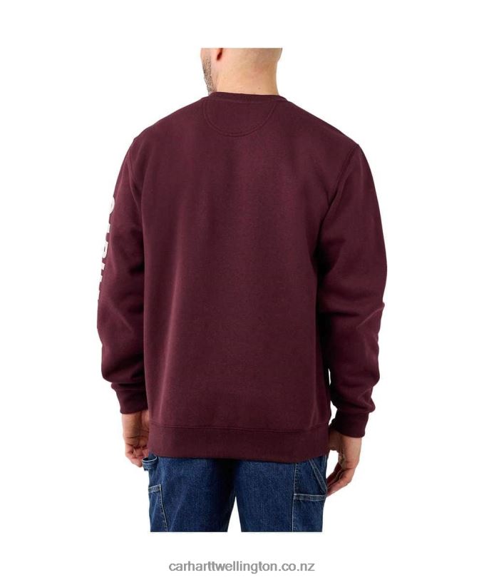 Men Loose Fit Midweight Crewneck Logo Sleeve Graphic Sweatshirt Carhartt R6J0P41 Carbon Heather