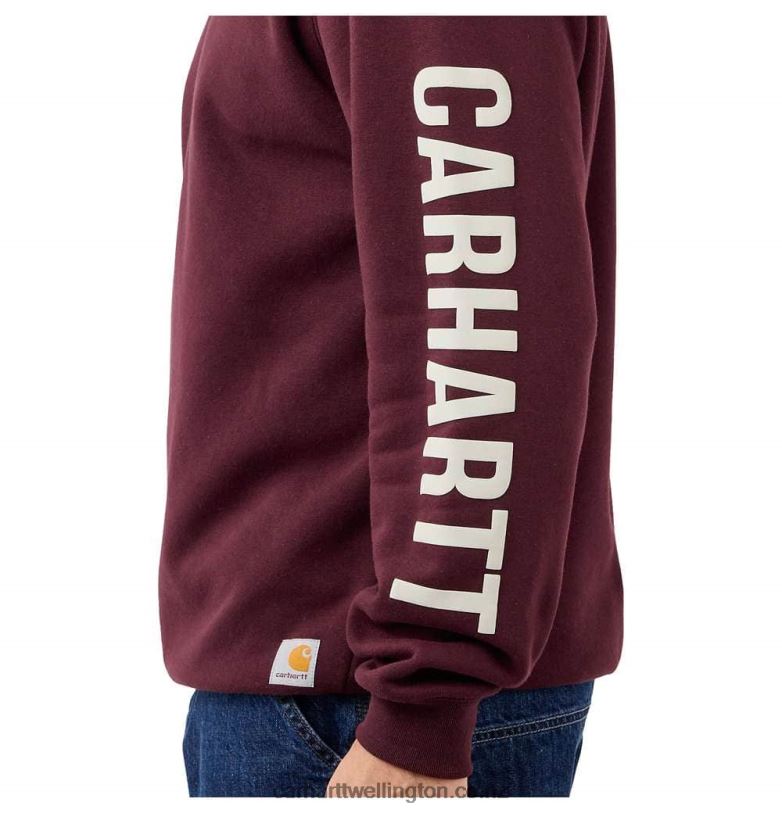 Men Loose Fit Midweight Crewneck Logo Sleeve Graphic Sweatshirt Carhartt R6J0P41 Carbon Heather