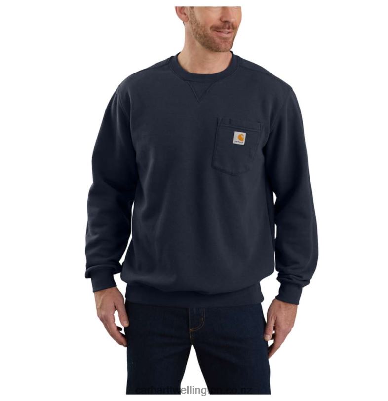 Men Loose Fit Midweight Crewneck Pocket Sweatshirt Carhartt R6J0P35 Black