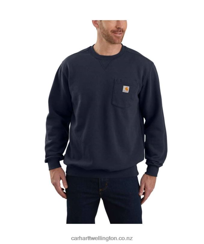 Men Loose Fit Midweight Crewneck Pocket Sweatshirt Carhartt R6J0P35 Black