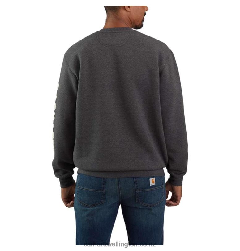 Men Loose Fit Midweight Crewneck Sleeve Graphic Sweatshirt Carhartt R6J0P49 Carbon Heather