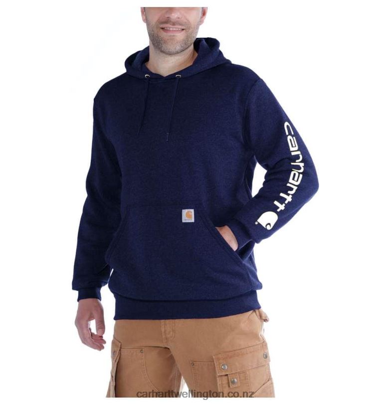 Men Loose Fit Midweight Logo Sleeve Graphic Sweatshirt Carhartt R6J0P38 Alpine Blue Heather