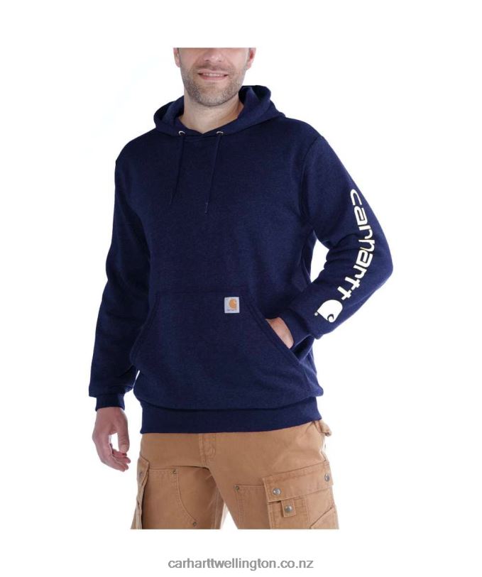 Men Loose Fit Midweight Logo Sleeve Graphic Sweatshirt Carhartt R6J0P38 Alpine Blue Heather