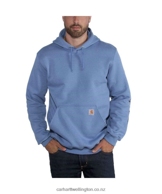 Men Loose Fit Midweight Logo Sleeve Graphic Sweatshirt Carhartt R6J0P38 Alpine Blue Heather