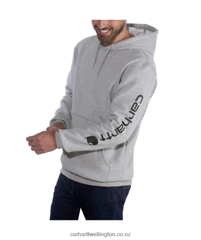 Men Loose Fit Midweight Logo Sleeve Graphic Sweatshirt Carhartt R6J0P38 Alpine Blue Heather