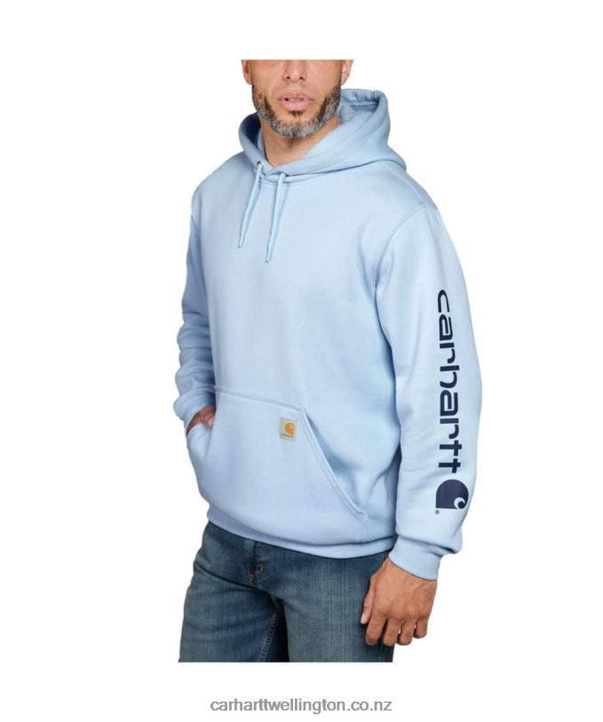 Men Loose Fit Midweight Logo Sleeve Graphic Sweatshirt Carhartt R6J0P38 Alpine Blue Heather