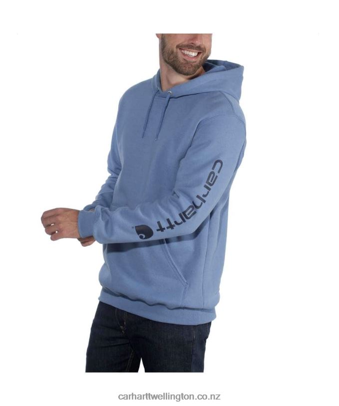 Men Loose Fit Midweight Logo Sleeve Graphic Sweatshirt Carhartt R6J0P38 Alpine Blue Heather