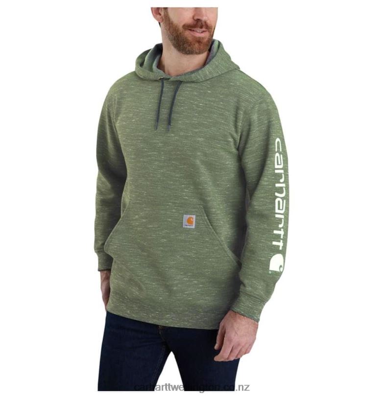 Men Loose Fit Midweight Logo Sleeve Graphic Sweatshirt Carhartt R6J0P38 Alpine Blue Heather