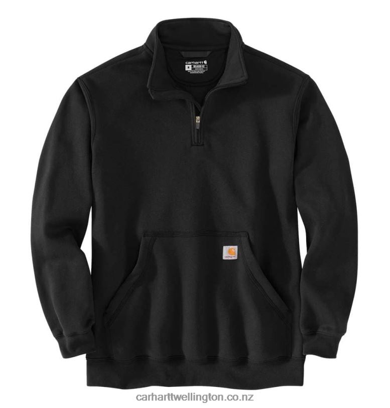 Men Loose Fit Midweight Quarter Zip Mock Neck Sweatshirt Carhartt R6J0P47 Black