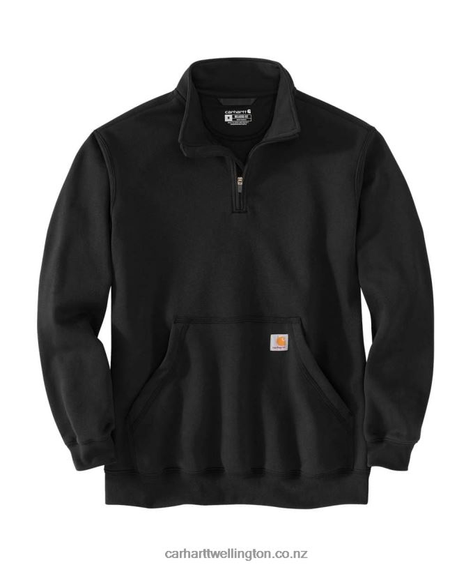 Men Loose Fit Midweight Quarter Zip Mock Neck Sweatshirt Carhartt R6J0P47 Black