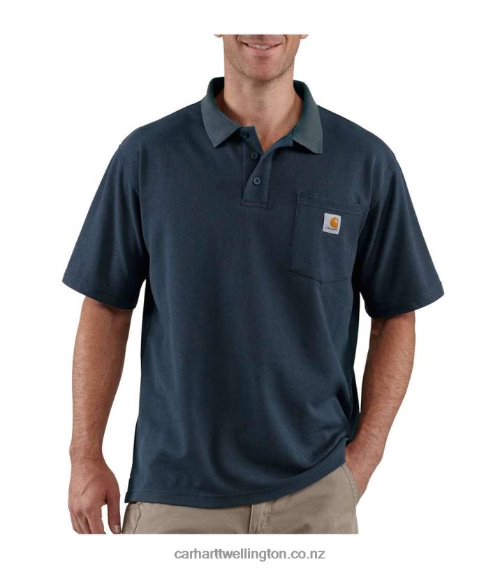 Men Loose Fit Midweight Short-Sleeve Pocket Polo Carhartt R6J0P137 Black