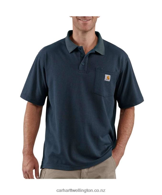 Men Loose Fit Midweight Short-Sleeve Pocket Polo Carhartt R6J0P137 Black