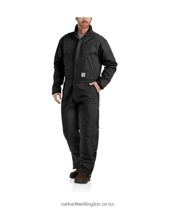 Men Loose Fit Washed Duck Insulated Coverall Carhartt R6J0P76 Black