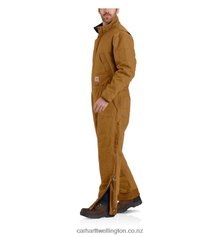 Men Loose Fit Washed Duck Insulated Coverall Carhartt R6J0P76 Black