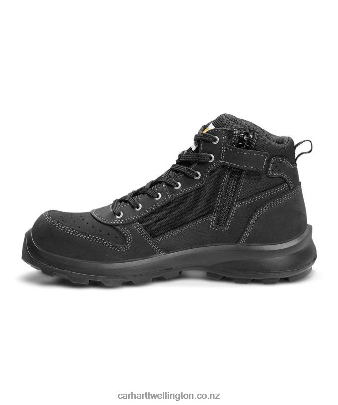 Men Michigan Rugged Flex S1P Midcut Zip Safety Boot Carhartt R6J0P158 Black
